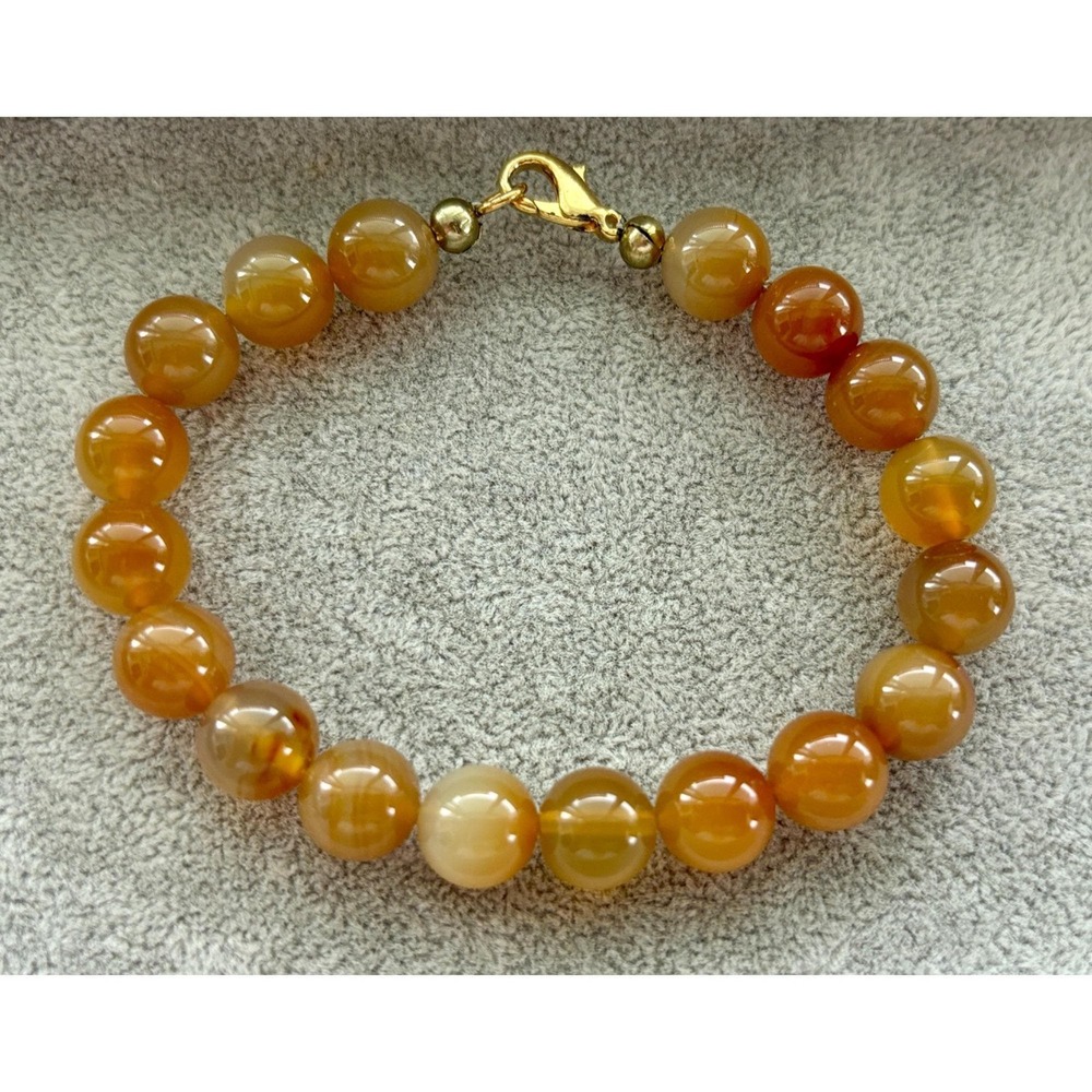 Bracelet Agate Stone Amber Orange Lobster Clasp Unisex Style New with Tags